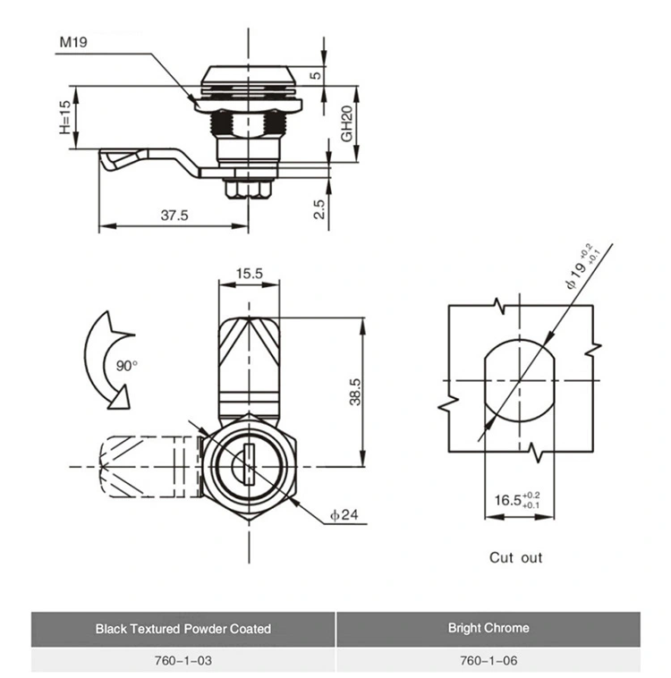 Electrical Cabinet Door Cam Lock